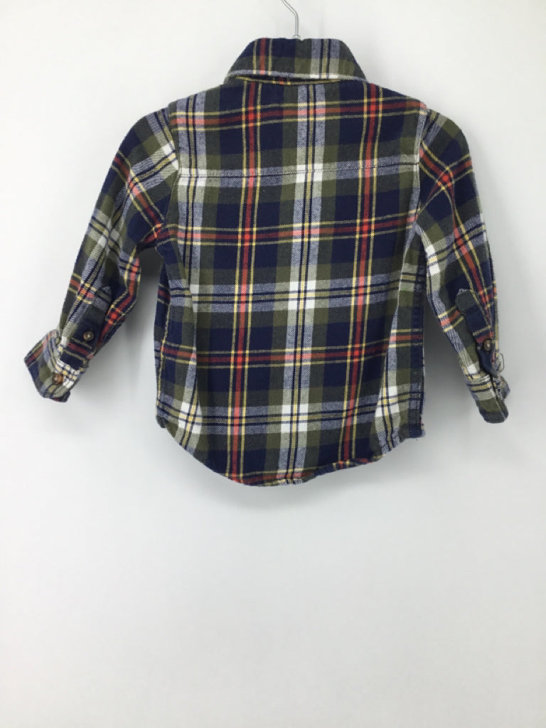 Carter's Child Size 18 Months Navy Plaid Shirt - boys