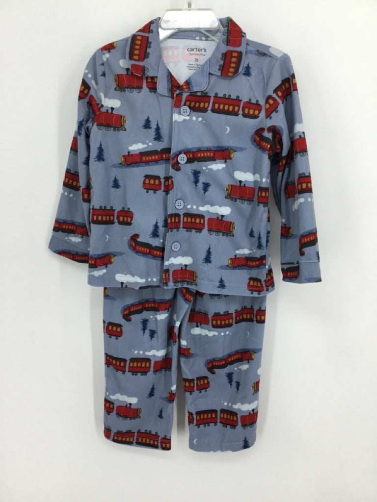 Just One You Made by Carters Child Size 2 Blue Train Pajamas - boys