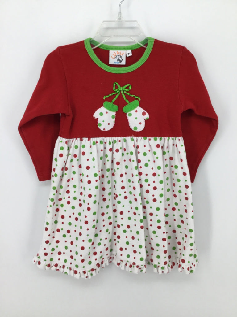 Luigi kids Child Size 3 Red Christmas Dress