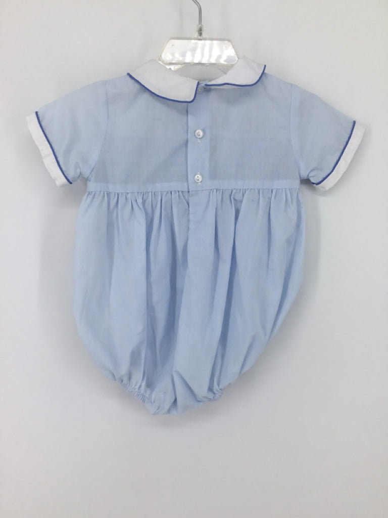 Friedknit Creations Child Size 6 Months Blue smocked Outfit - boys