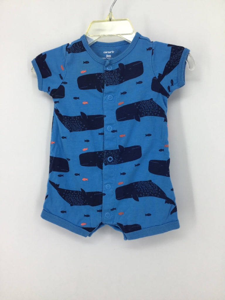 Carter's Child Size 3 Months Blue Print Outfit - boys