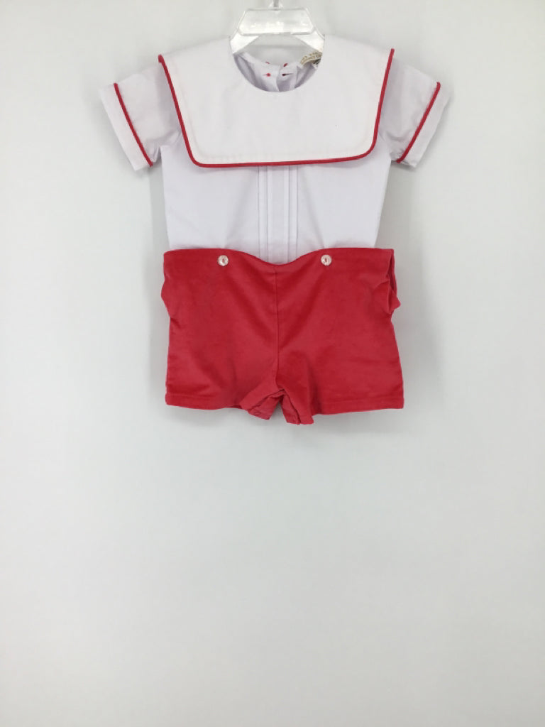 The Beaufort Bonnet Co Child Size 12-18 Months Red Solid Outfit - boys