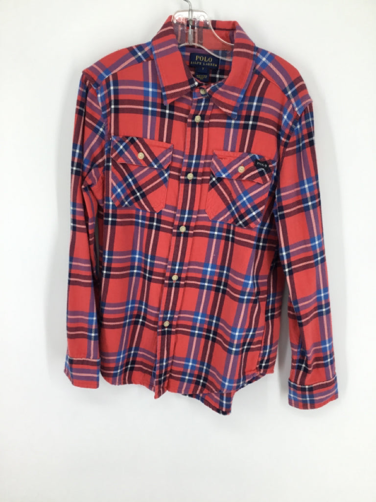 Ralph Lauren Child Size 7 Red Plaid Shirt - boys