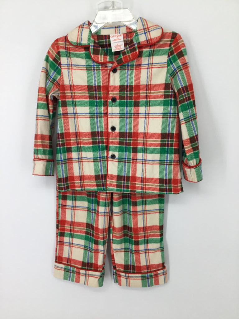 Cat & Jack Child Size 2 Red Plaid Pajamas - boys