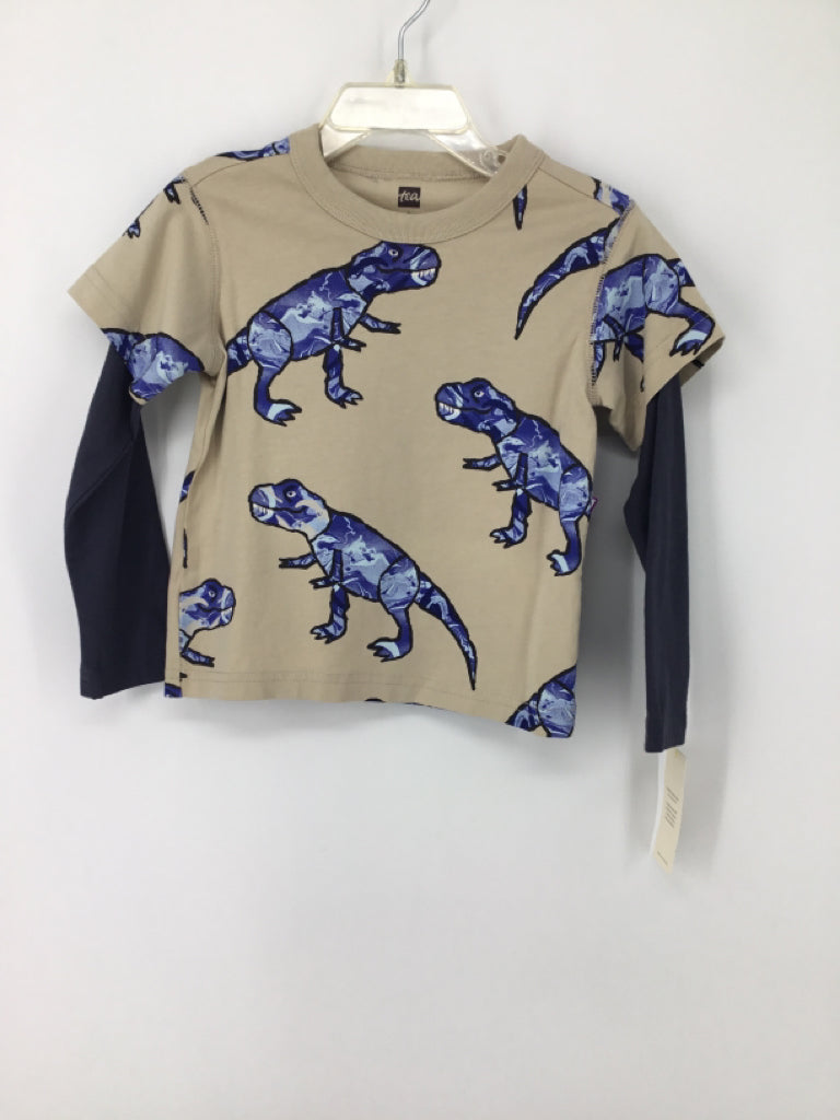 Tea Child Size 2 Tan Dinosaur T-shirt - boys