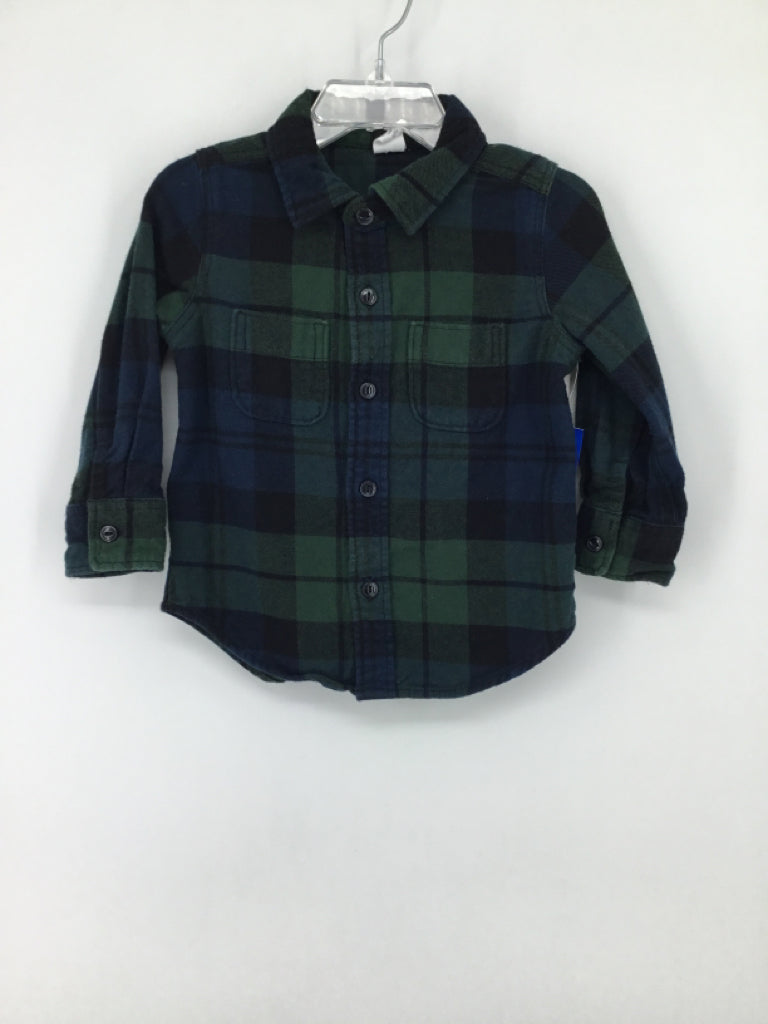 Baby Gap Child Size 18-24 Months Green Plaid Shirt - boys