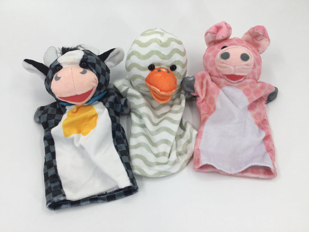 Set of 3 Hand Puppets - Farm Animals