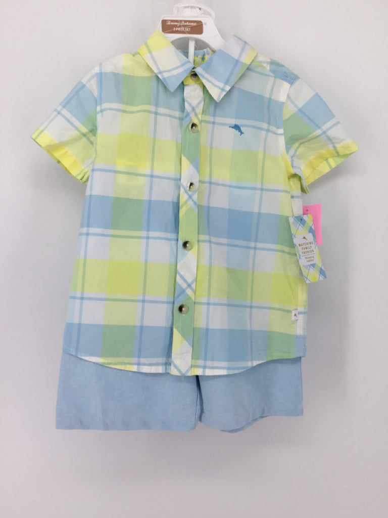 Tommy Bahama Child Size 4 Blue Plaid Outfit - boys