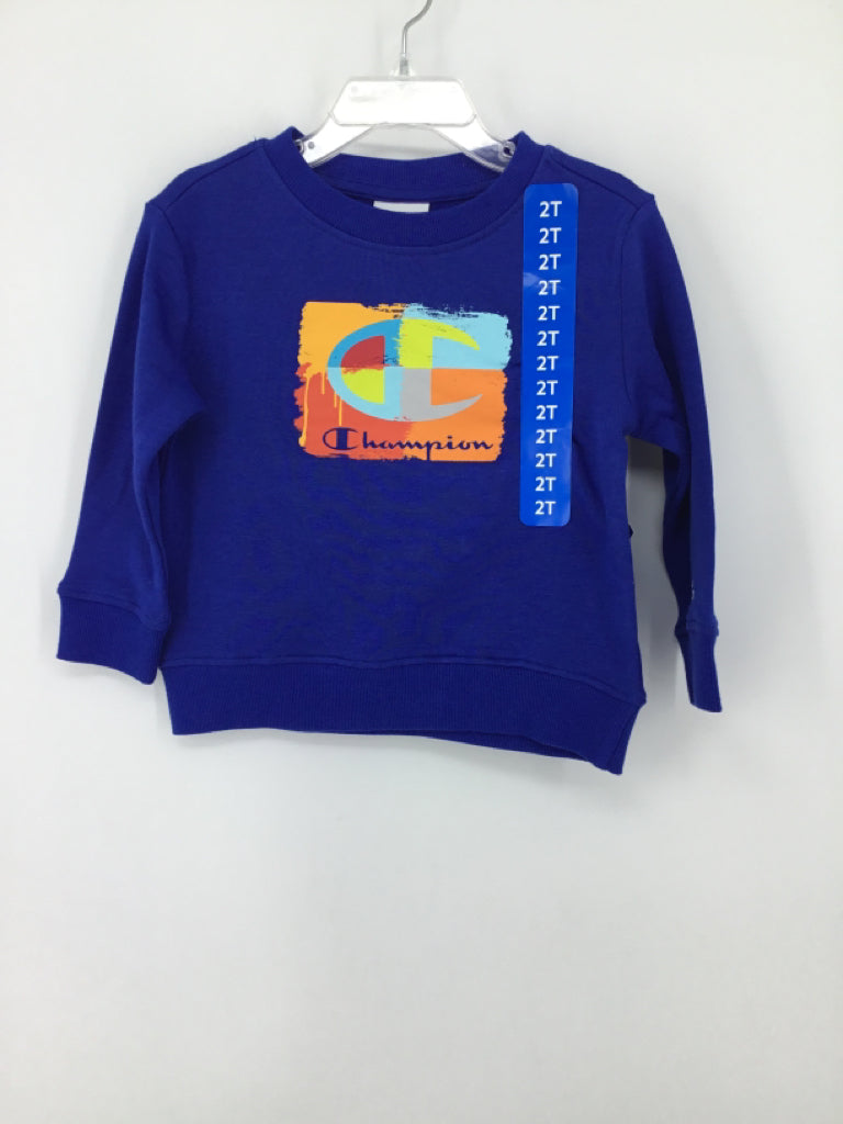 Champion Child Size 2 Blue screen printed Sweatshirt - boys