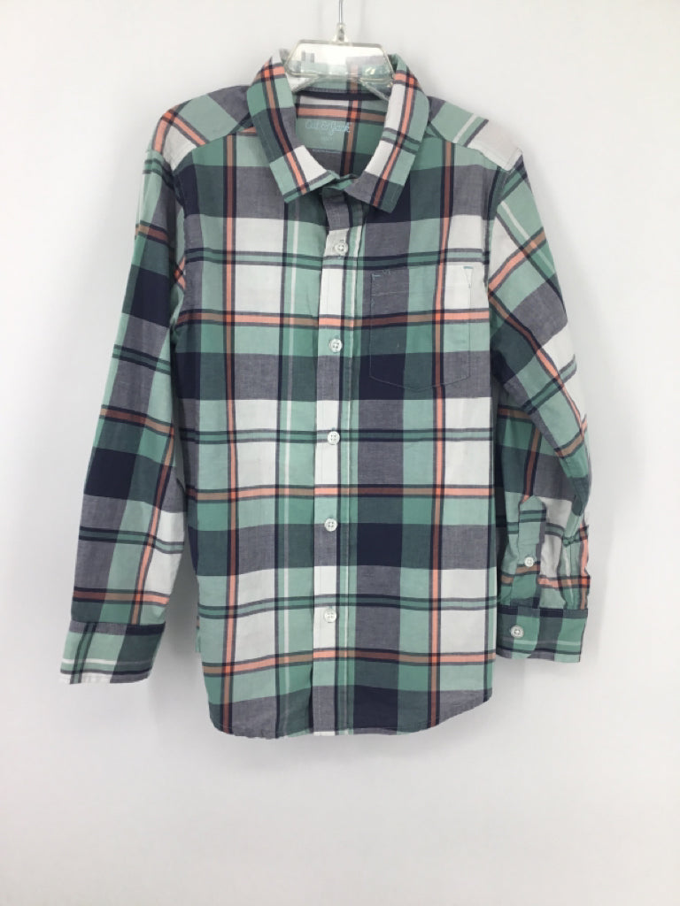 Cat & Jack Child Size 6 Green Plaid Shirt - boys