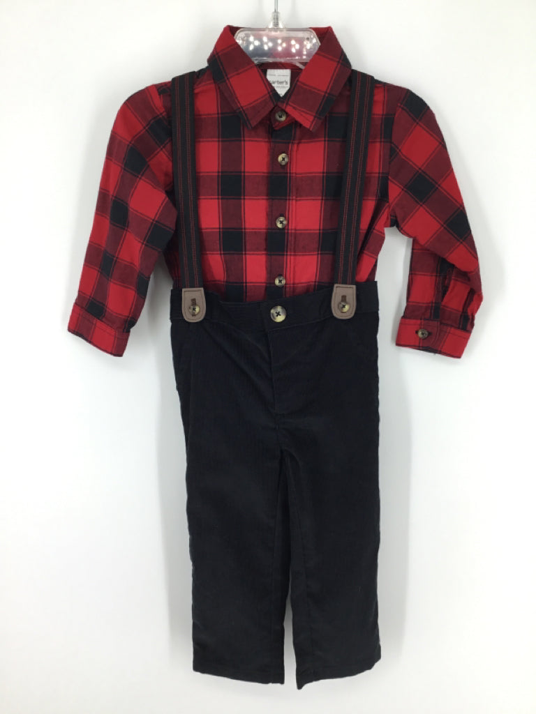 Just One You Made by Carters Child Size 12 Months Red Plaid Outfit - boys
