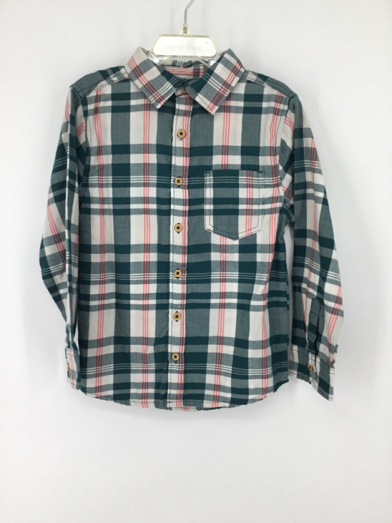 Picapino Child Size 5 Teal Plaid Shirt - boys