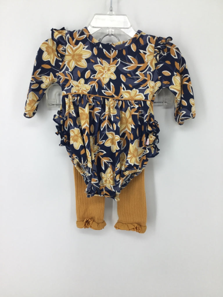 Ruffle Butts Child Size 0-3 Months Navy Outfit - girls