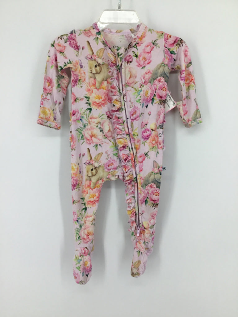 Bums & Roses Child Size 0-3 Months Pink Sleepers