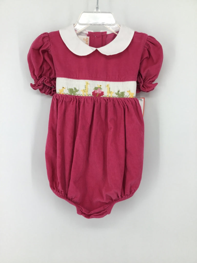 Smocked Giraffe Child Size 24 Months Pink Outfit - girls