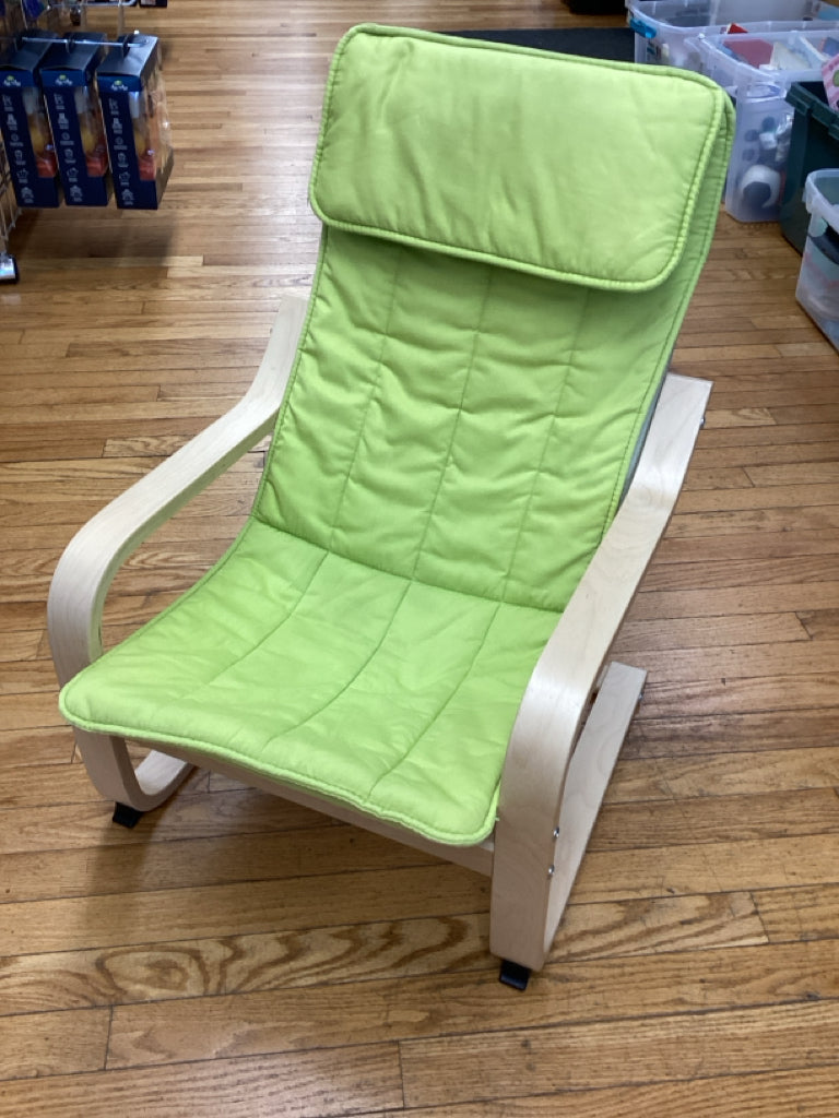 ikea POANG Children's Armchair - Green Cushion