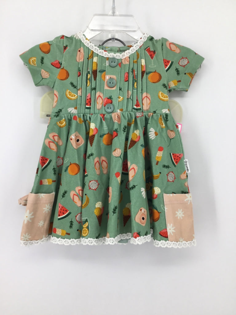 GiGi and Max Child Size 12 Months Green Dress - girls