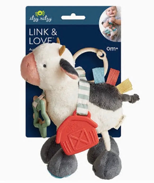 Itzy Ritzy - Link & Love Cow Activity Plush w/ Teether Toy