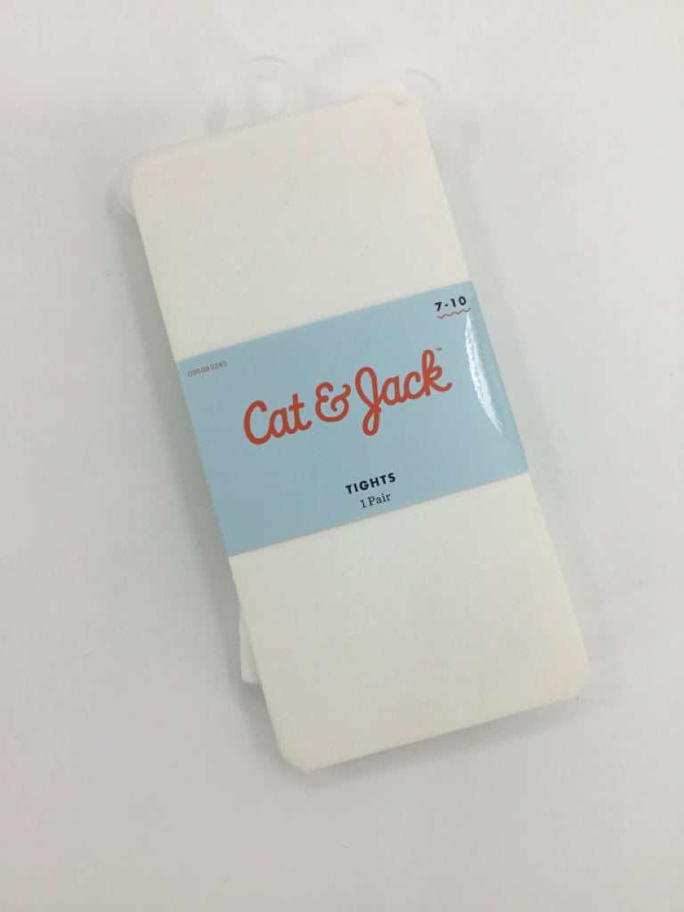 Cat & Jack Child Size 7 White Tights - girls