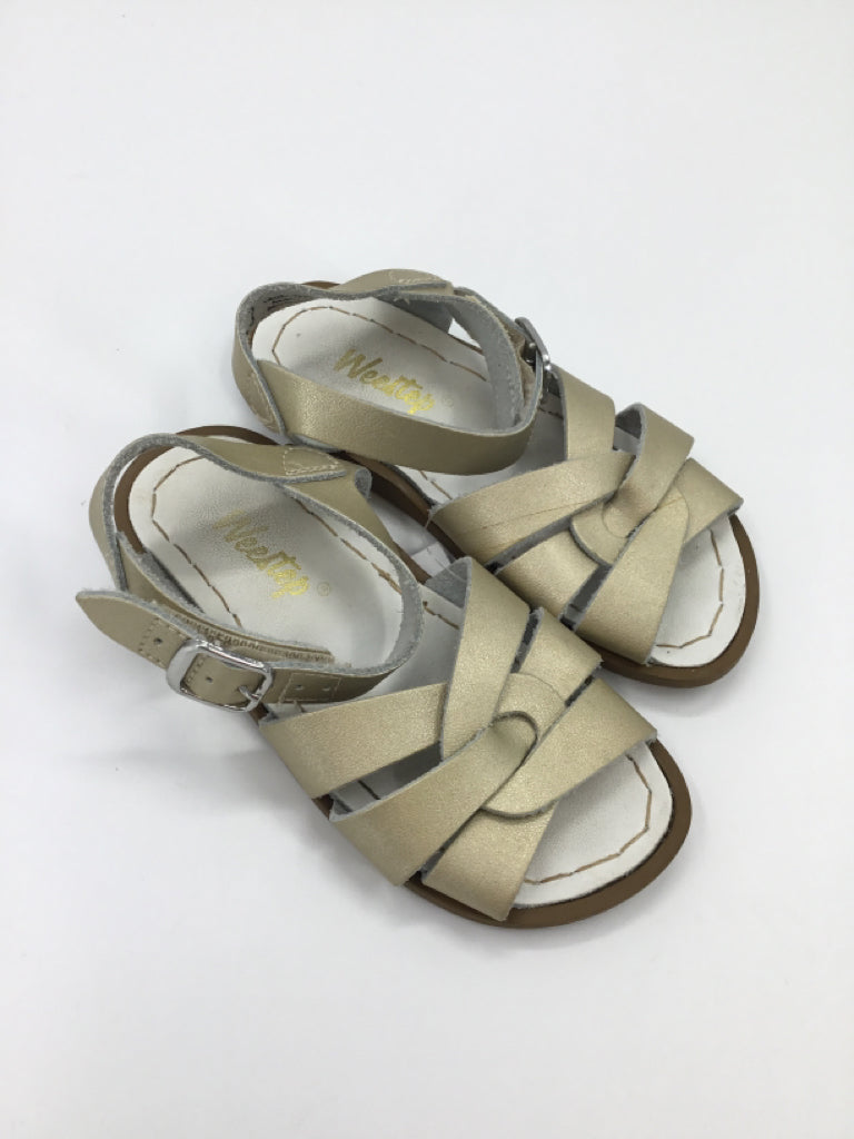 Salt Water Child Size 8 Toddler Gold Sandals/Flip Flops