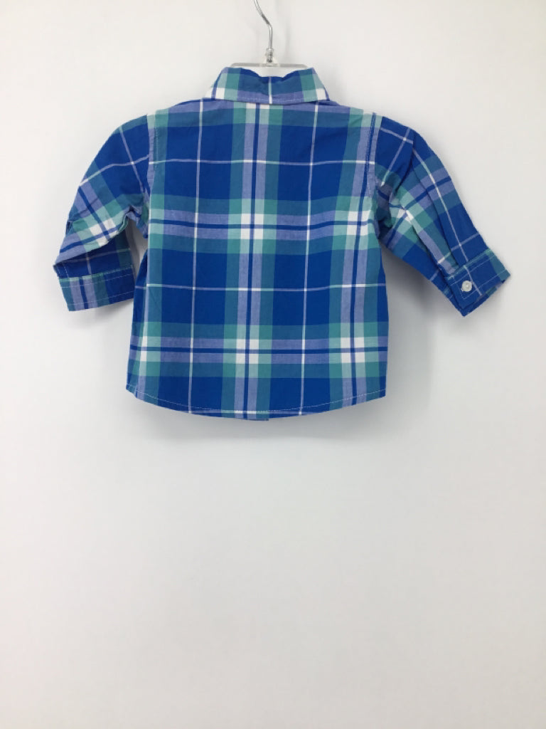 Childrens Place Child Size 0-3 Months Blue Plaid Shirt - boys