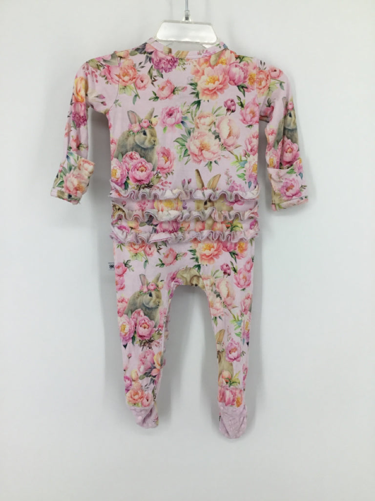 Bums & Roses Child Size 0-3 Months Pink Sleepers