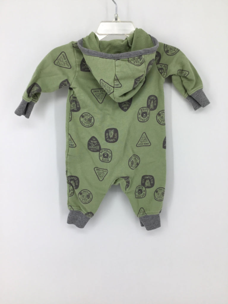 Carter's Child Size 3 Months Green Print Outfit - boys