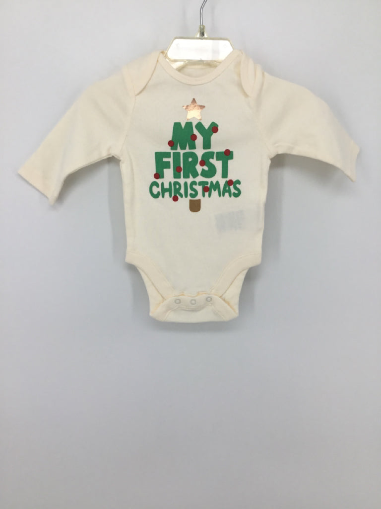 Old Navy Child Size 0-3 Months Cream Christmas Onesie
