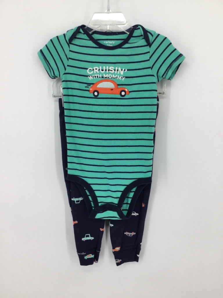 Carter's Child Size 24 Months Green Stripe Outfit - boys