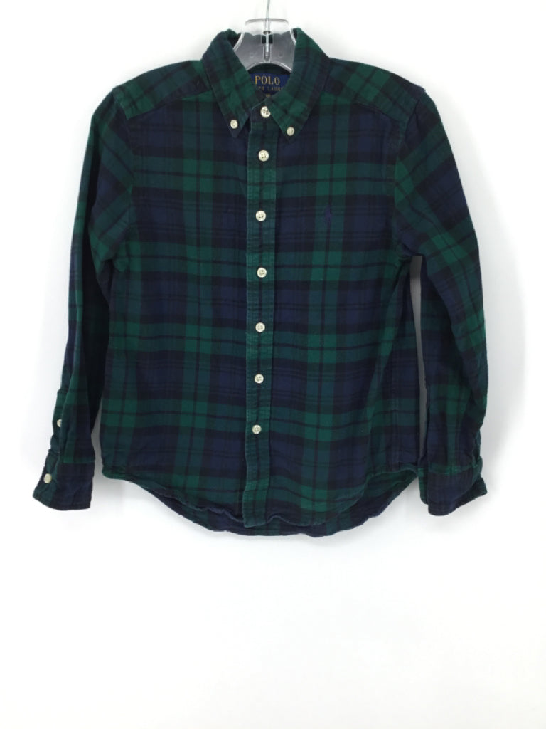 Ralph Lauren Child Size 8 Green Plaid Shirt - boys