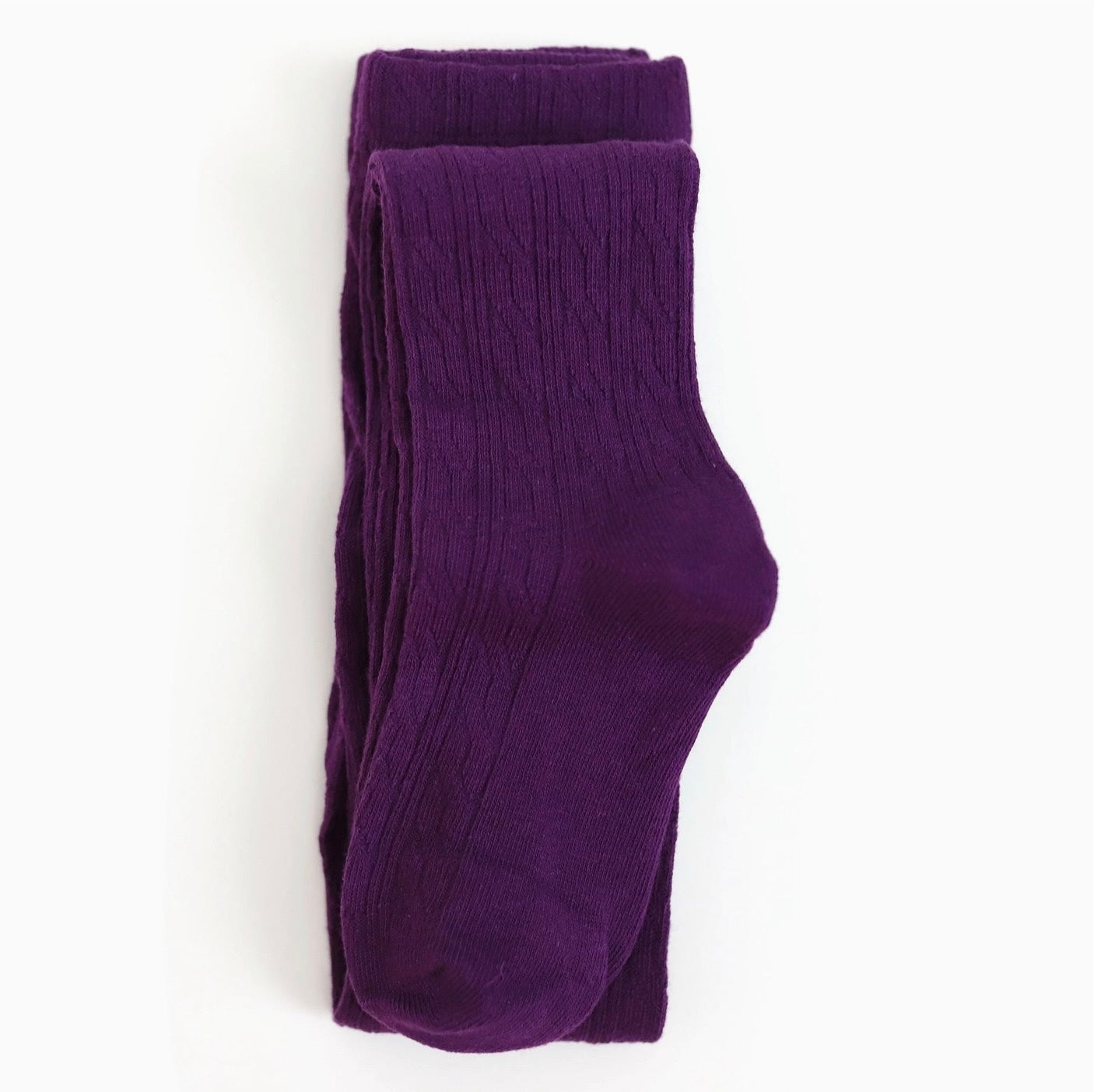 The Little Stocking Co - Cable Knit Tights (Dark Purple)