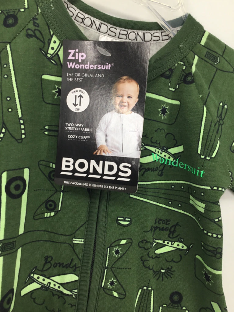 Wondersuit Child Size Newborn Green Print Pajamas - boys