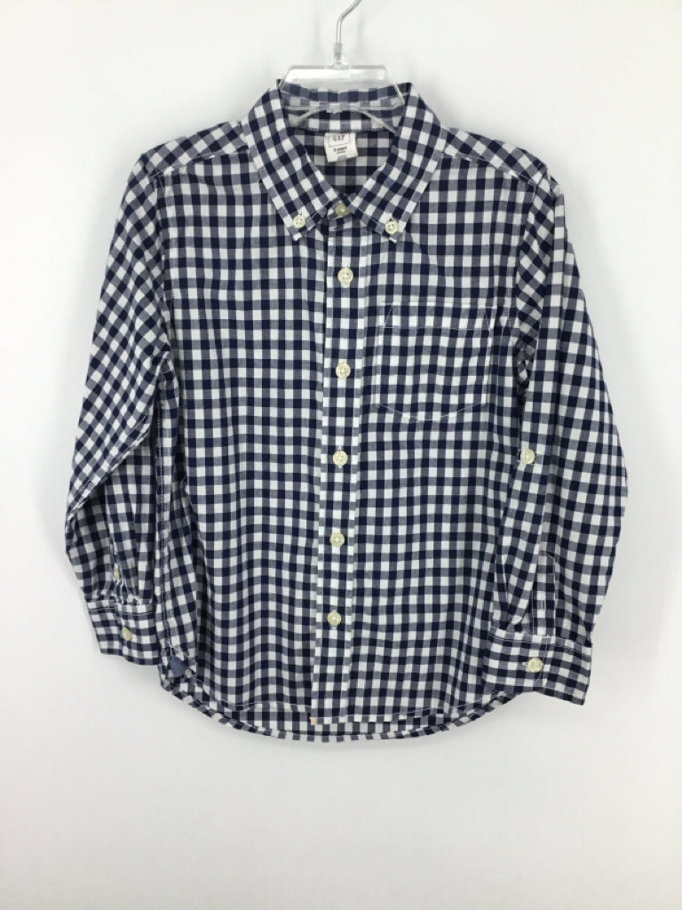 Baby Gap Child Size 5 Navy Gingham Shirt - boys