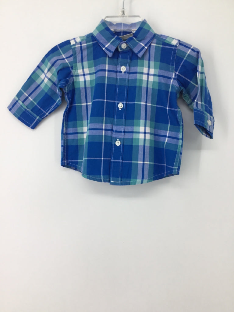 Childrens Place Child Size 0-3 Months Blue Plaid Shirt - boys