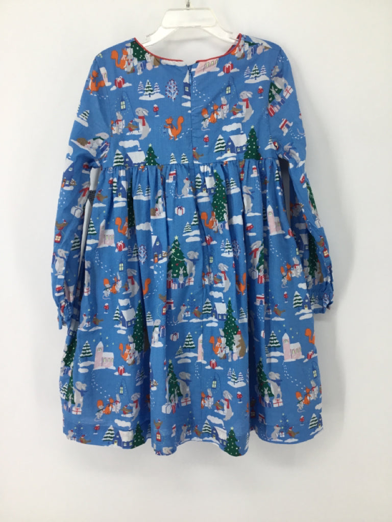 Mini Boden Child Size 6 Blue Christmas Dress
