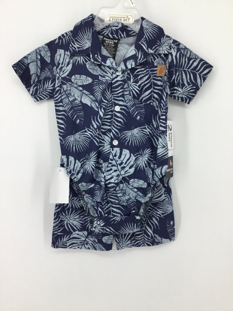 American Hawk Child Size 6-9 Months Blue Tropical Outfit - boys