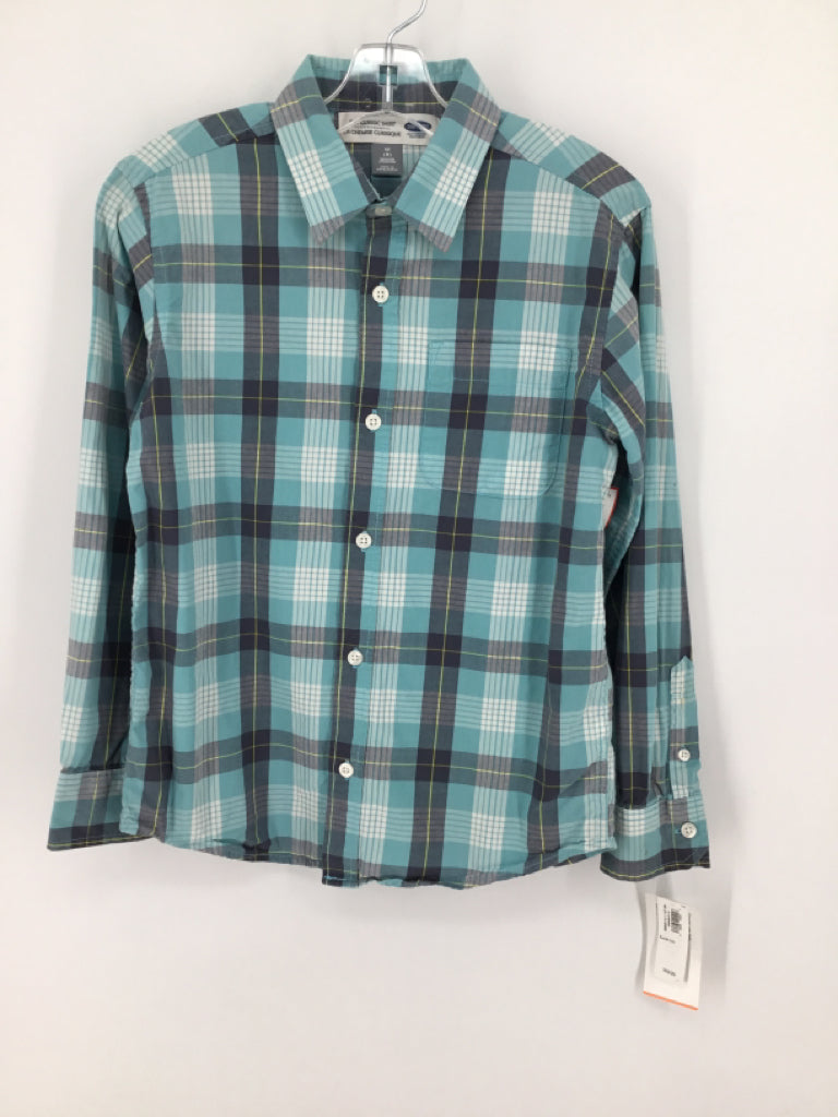 Old Navy Child Size 8 Blue Plaid Shirt - boys