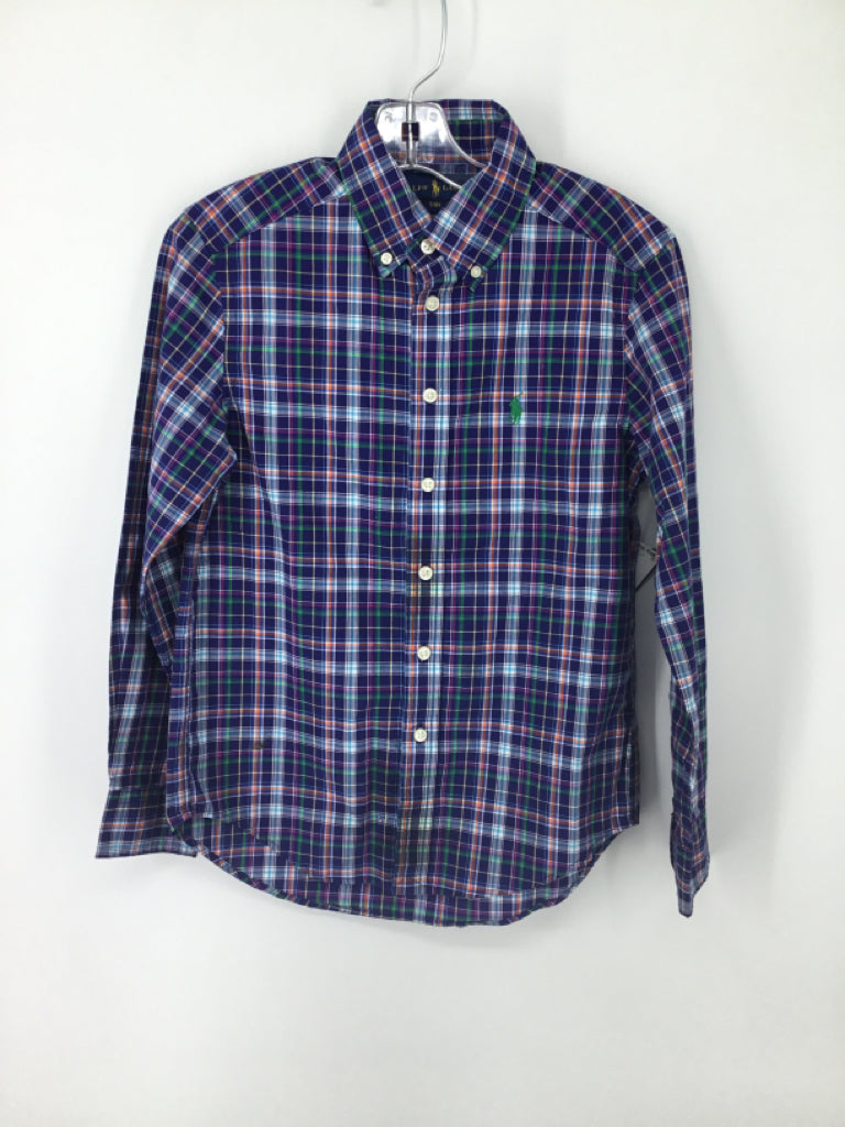 Ralph Lauren Child Size 8 Blue Plaid Shirt - boys
