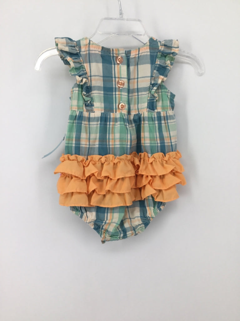 Ruffle Butts Child Size 0-3 Months Blue Outfit - girls