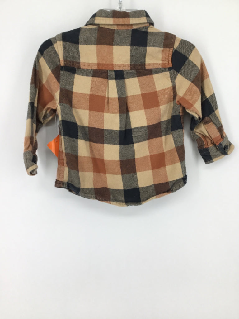 Cat & Jack Child Size 12 Months Tan Checkered Shirt - boys
