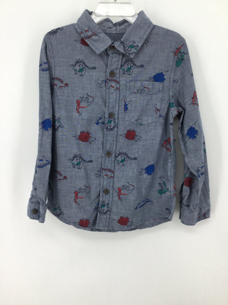 Cat & Jack Child Size 5 Blue Dinosaur Shirt - boys