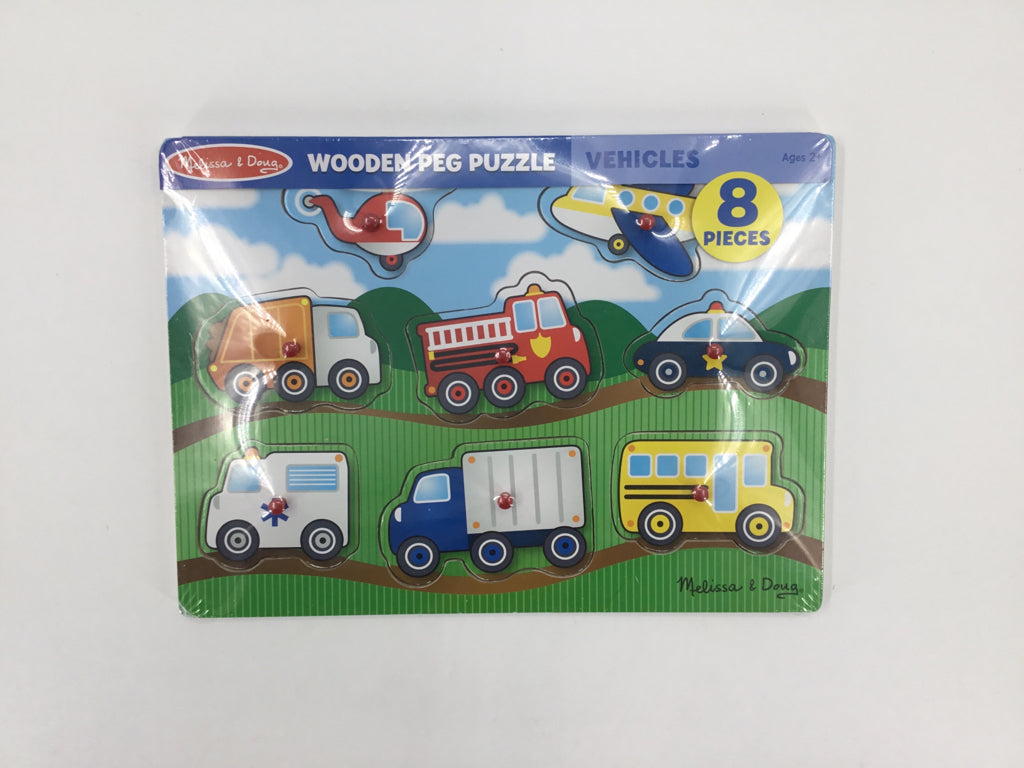Melissa & Doug Wooden Peg Puzzle - Vehicles