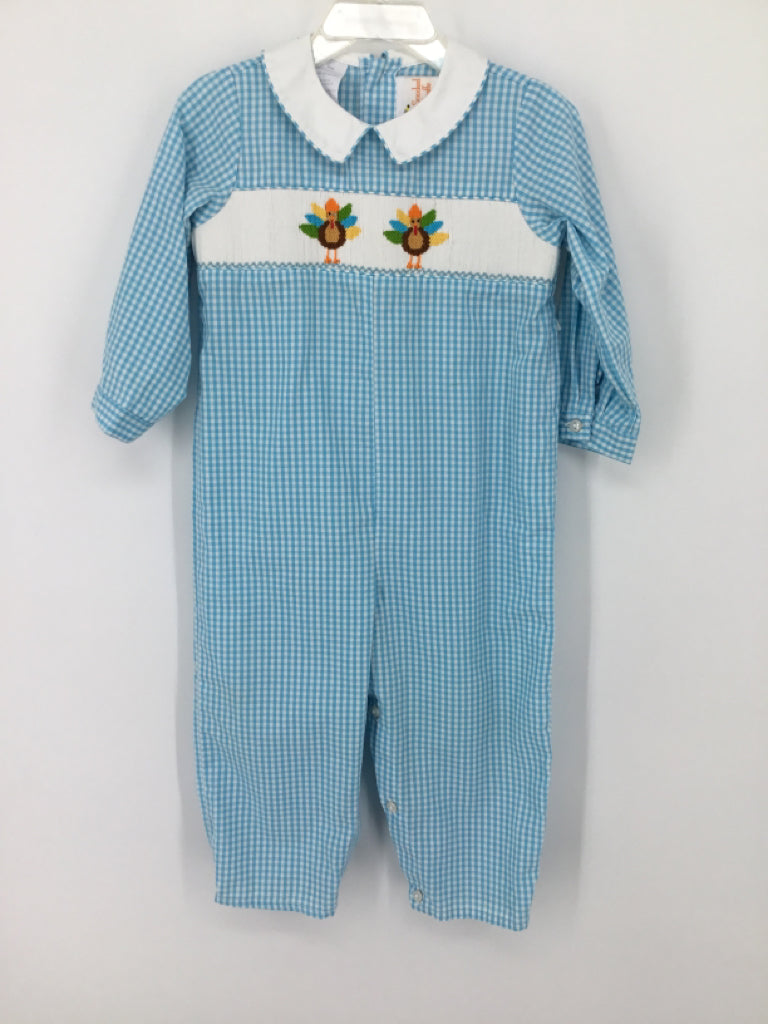 Smocked Giraffe Child Size 24 Months Blue Thanksgiving Outfit