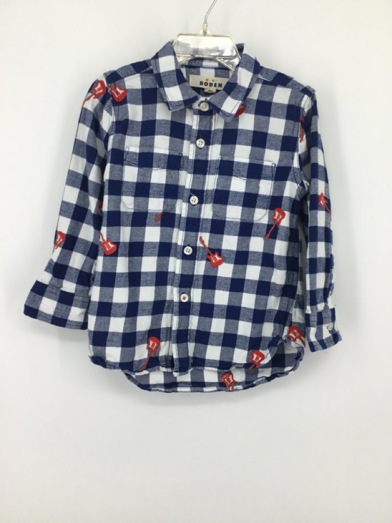 Mini Boden Child Size 2 Blue Checkered Shirt - boys