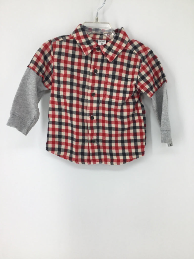 Carter's Child Size 18 Months Red Checkered Shirt - boys