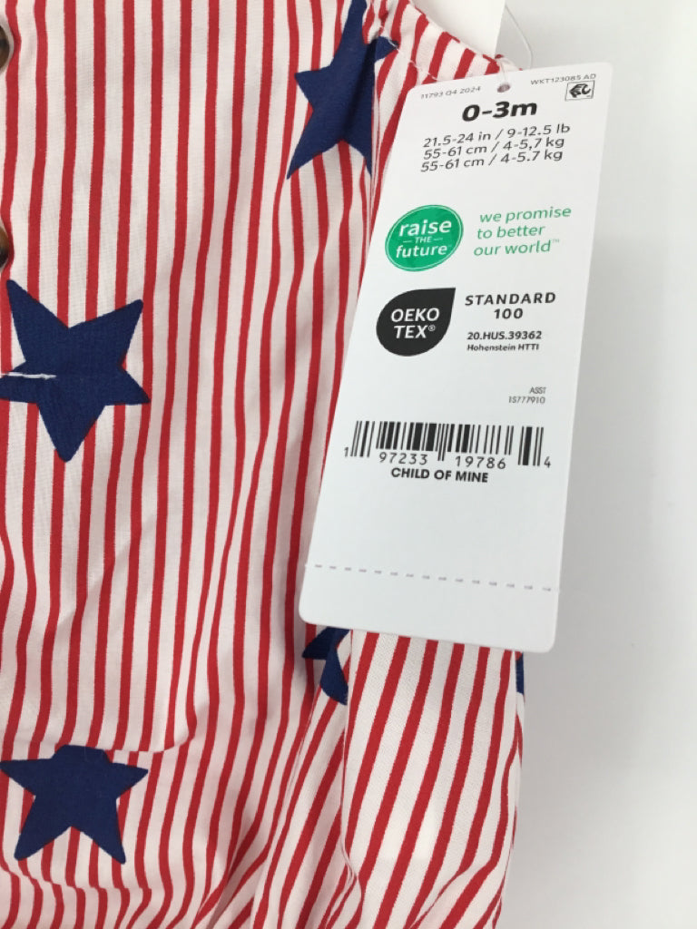 Child of Mine Child Size 0-3 Months Red Stars & Stripes Outfit