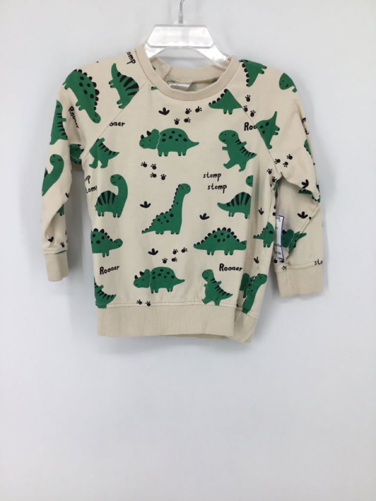 H & M Child Size 18-24 Months Cream Dinosaur Shirt - boys