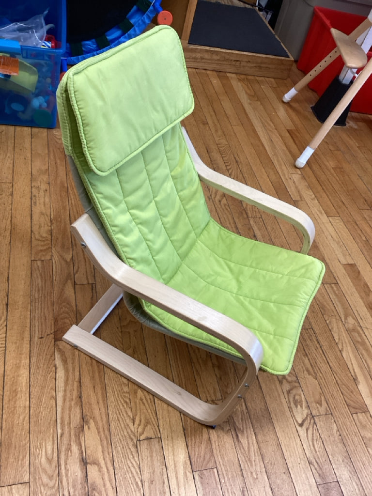 ikea POANG Children's Armchair - Green Cushion