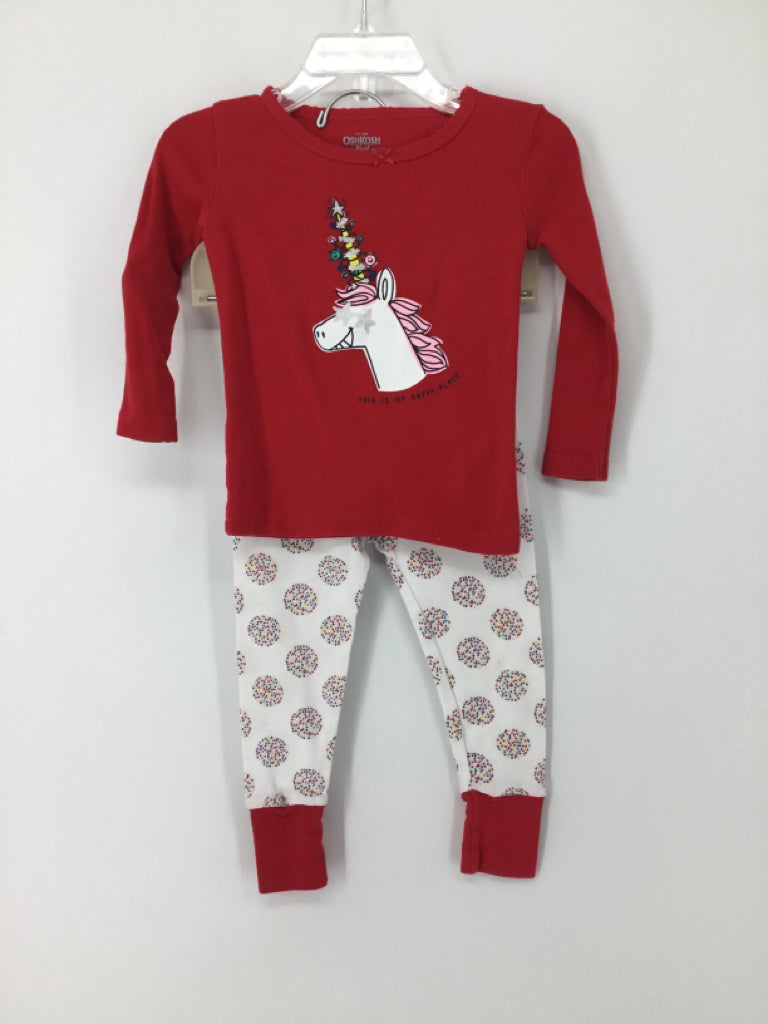 Oshare Child Size 18 Months Red Christmas Pajamas