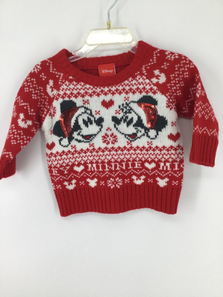 Disney Child Size 3-6 Months Red Christmas Sweater